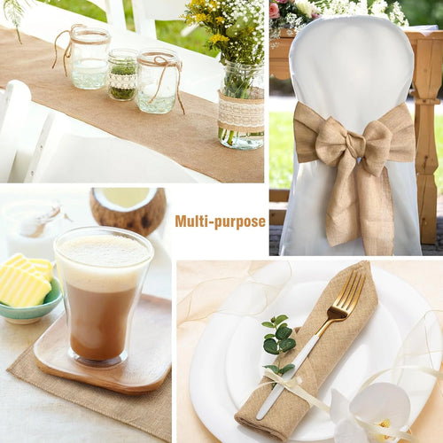 Natural jute table runner rustic farmhouse style - vue 7 sur 6