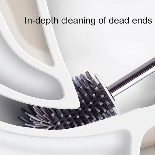 Silicone toilet brush with wall-mounted or freestanding holder - vue 5 sur 10