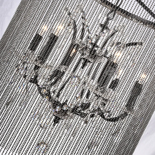 Traditional LED chandelier with smoked crystals - vue 5 sur 5