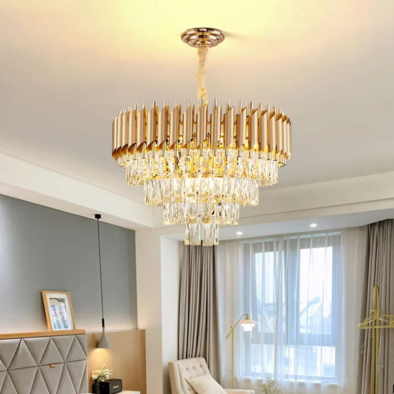 Luxurious crystal chandelier with LED lighting for interiors