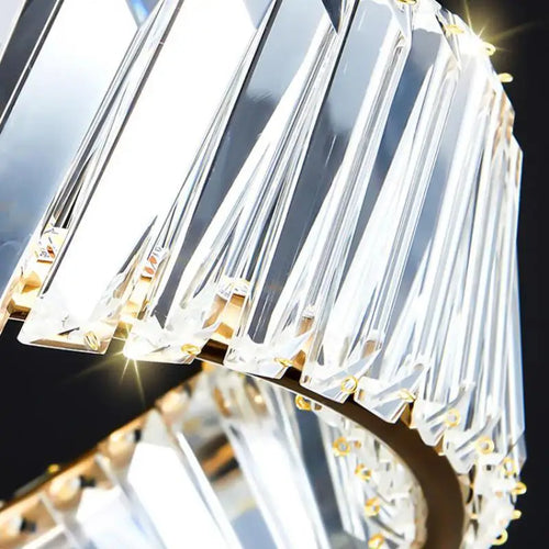 Modern gold chandelier with LED crystal rings - vue 6 sur 9