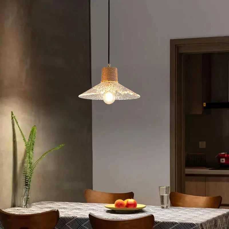 Classic retro pendant with glass lampshade