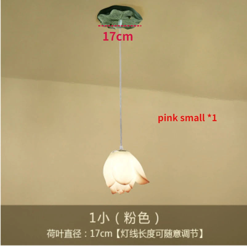 Glass lotus pendant light for interior decoration