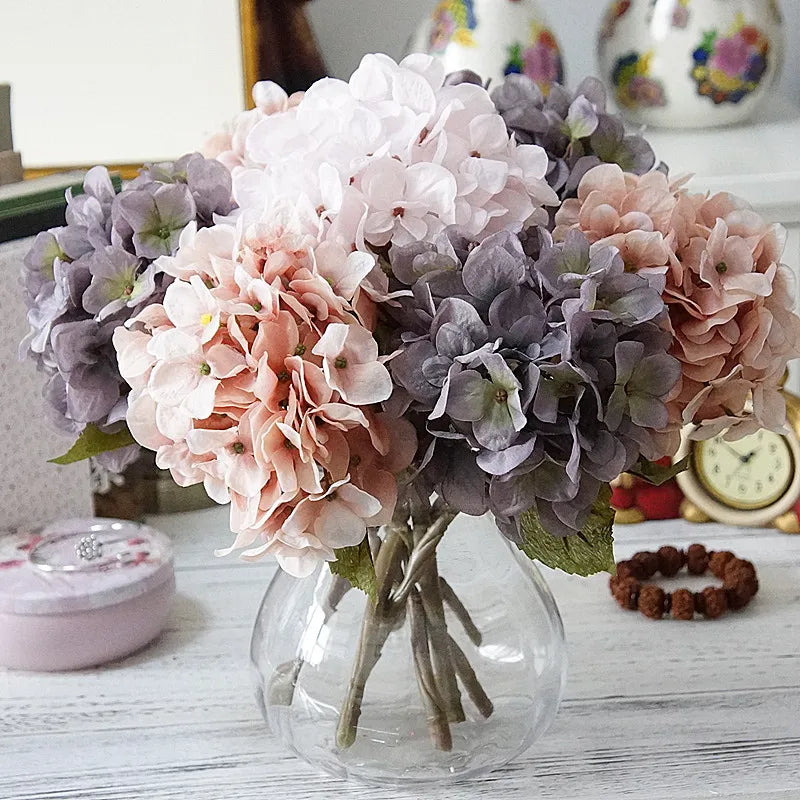 Silk hydrangea bouquet for home decoration and weddings - vue 5 sur 14