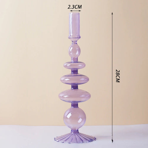 Glass taper candle holders for wedding table decoration - vue 25 sur 32