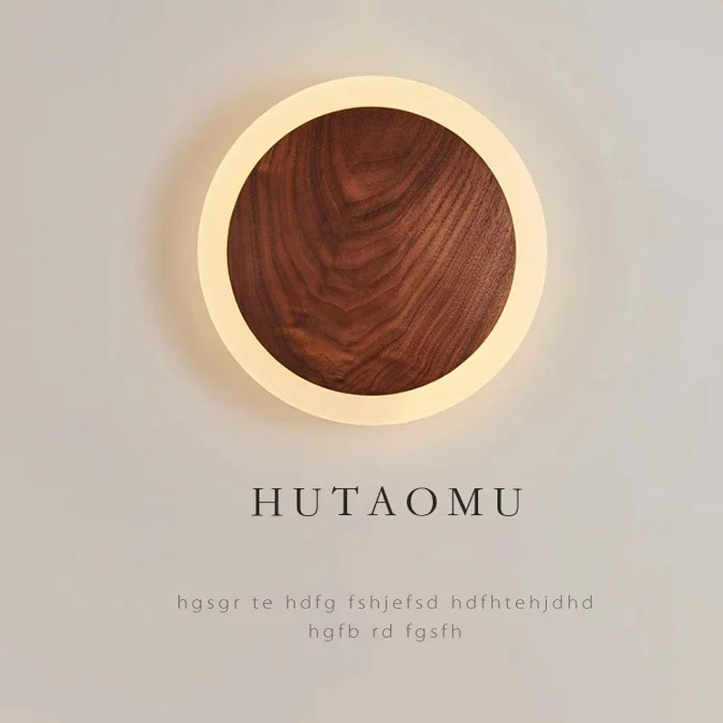 Nordic walnut LED wall light for modern interior decor