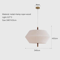 Nordic retro hemp rope and rattan LED pendant light