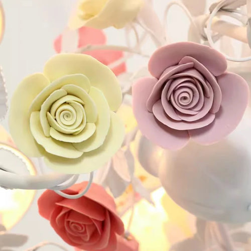 Romantic chandelier for children's princess room with luminous flowers - vue 3 sur 5