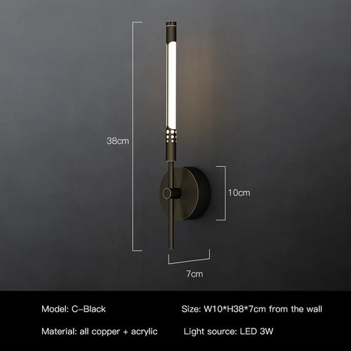 Modern copper design LED wall light for decorative interiors - vue 11 sur 12