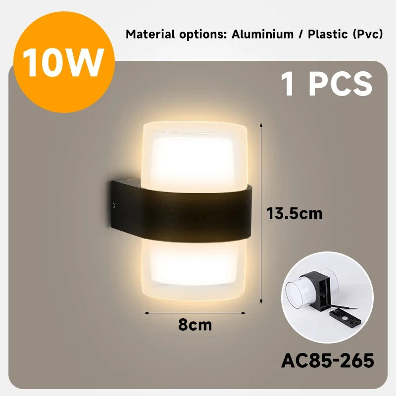 Waterproof LED outdoor wall light for garden and exterior