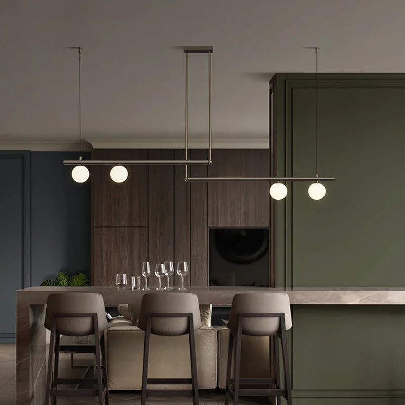 Modern nordic minimalist LED glass chandelier for restaurant decor - vue 3 sur 16