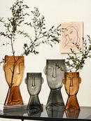 abstract human face glass vase for modern decorative flowers