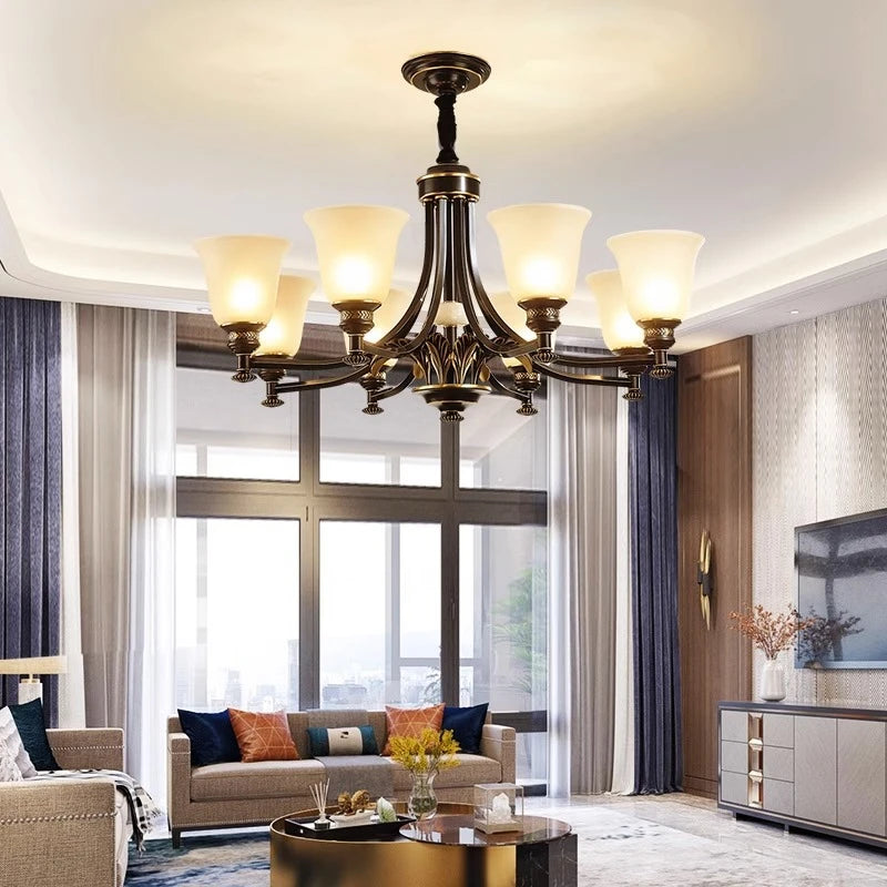 Luxury Nordic copper chandelier in vintage industrial style