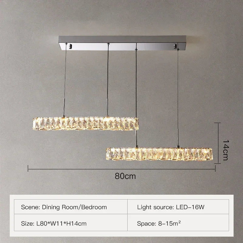 lustre led moderne en cristal avec intensité variable pour la maison - vue 8 sur 13
