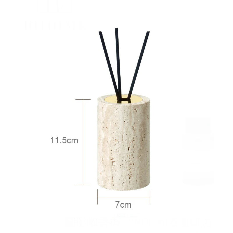 ensemble accessoires salle de bain en travertin beige naturel - vue 12 sur 28