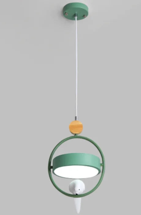 Modern wooden pendant with decorative LED indoor lighting - vue 9 sur 8