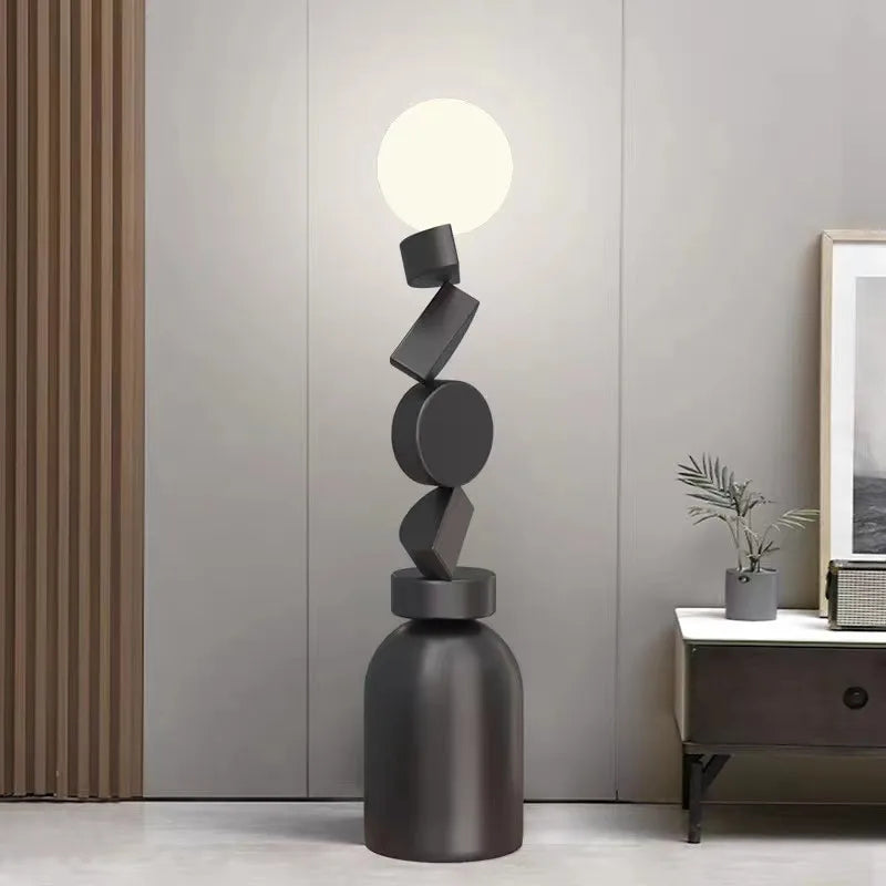 Round glass designer floor lamp for modern decor - vue 3 sur 9