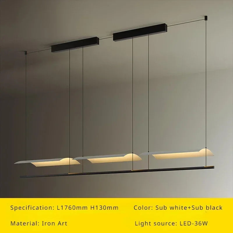 Modern nordic pendant light with long minimalist design - vue 7 sur 12