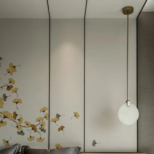 Modern creative marble effect LED chandelier - vue 5 sur 10