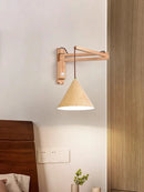 Artistic Japanese Nordic style retractable folding wooden wall light