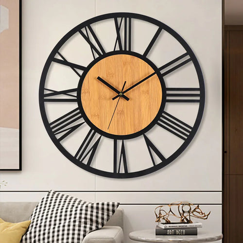 large 3d nordic retro roman numerals decorative silent wall clock - vue 4 sur 7