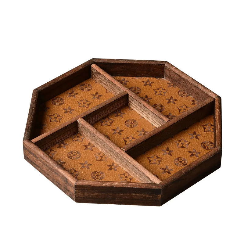 Luxury leather tea tray for decorative storage and jewellery - vue 3 sur 7