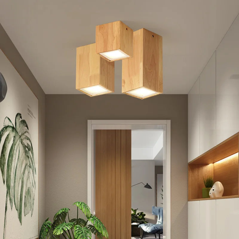 Modern wood surface ceiling lamp - vue 4 sur 12