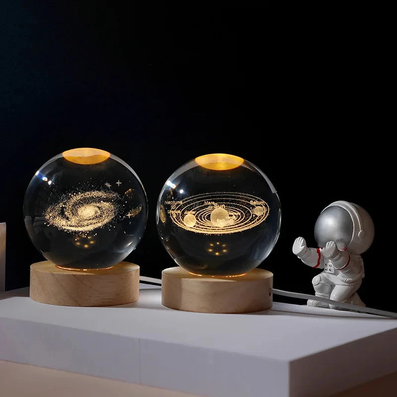 3d crystal ball moon galaxy light decoration for home