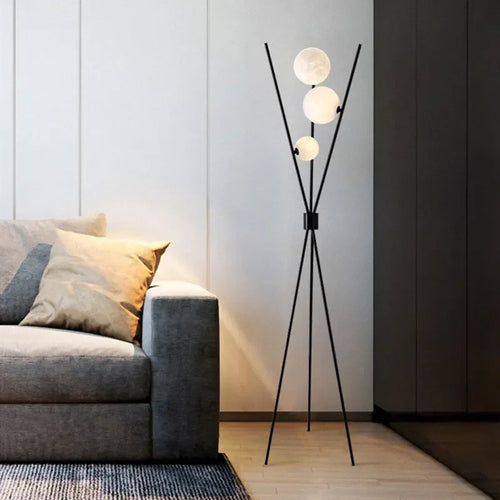 LED floor lamp with glass moon ball - vue 2 sur 9