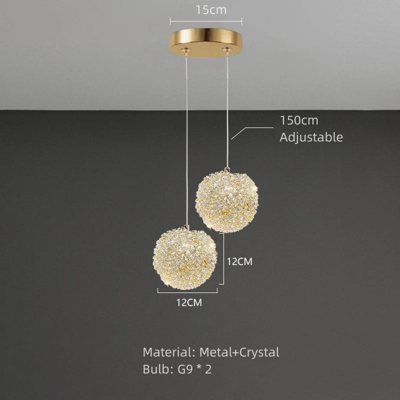 suspension moderne en cristal avec cordon réglable