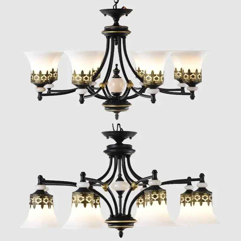 Retro glass LED chandelier for vintage interiors - vue 3 sur 15