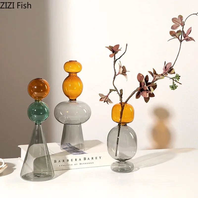 multi-colored glass vase for hydroponics and decoration