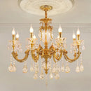 Modern LED crystal and copper chandelier