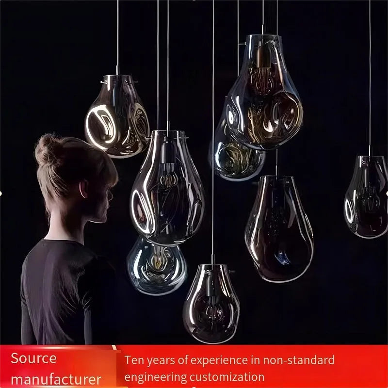 Modern creative nordic LED glass pendant light macaron style - vue 3 sur 10