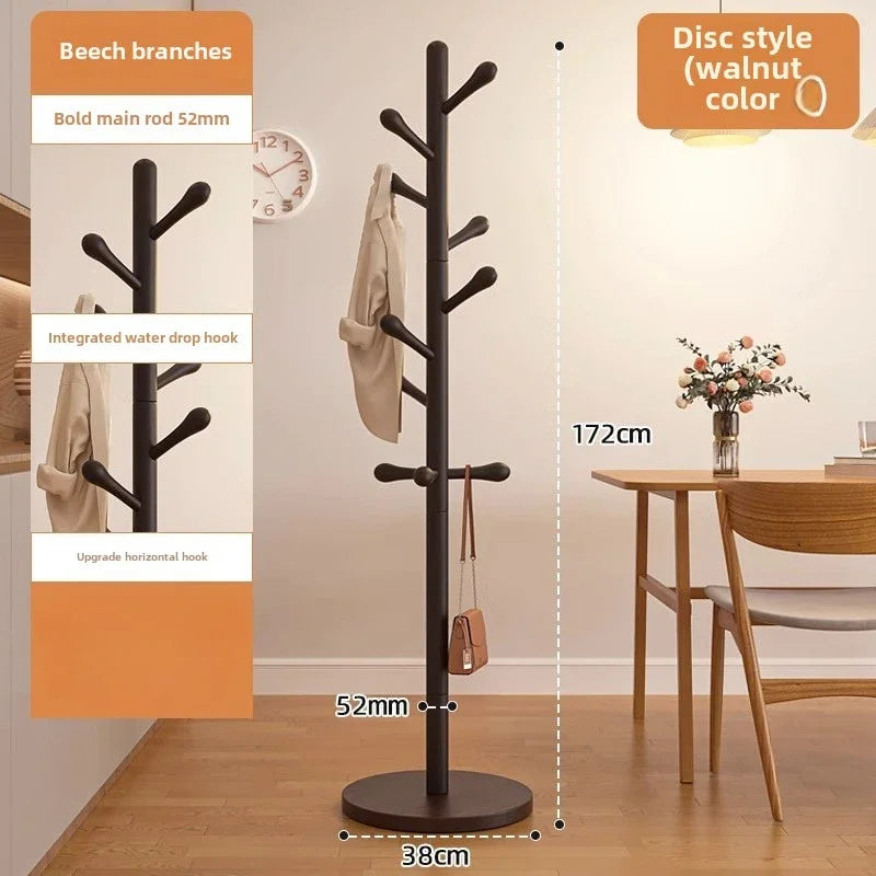 Solid Wood Clothes Hanger, Floor Standing Rack, Household Clothes Rack, Vertical Clothes Pole, Bedroom Rack Coat Rack Stand - vue 6 sur 8