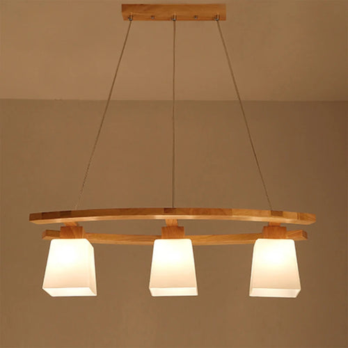 Creative wooden pendant chandelier with three heads for restaurant or café - vue 7 sur 7