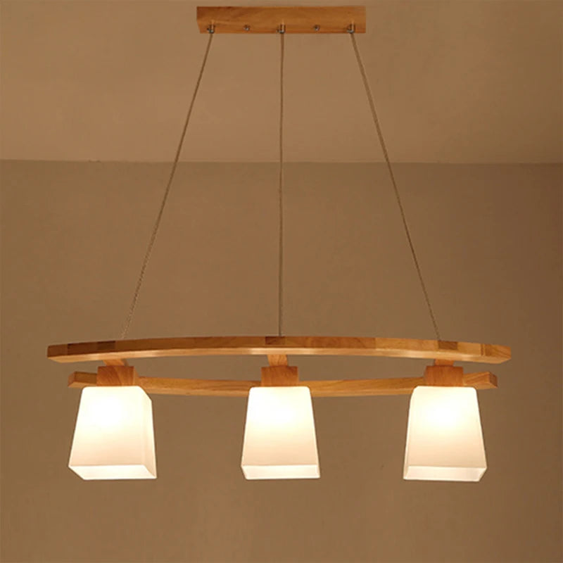 Creative wooden pendant chandelier with three heads for restaurant or café - vue 6 sur 7