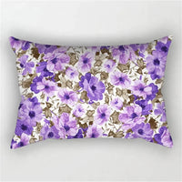 Decorative cushion cover with rainbow and red pink floral pattern