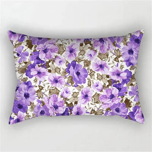 Decorative cushion cover with rainbow and red pink floral pattern