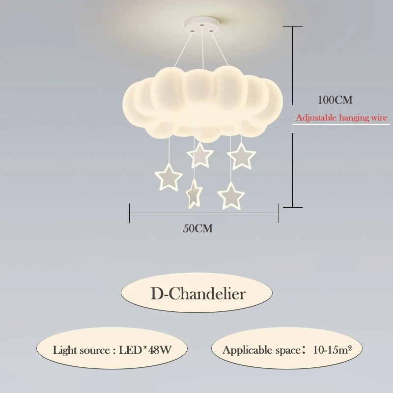 Modern romantic cloud chandelier for children's bedroom interior decoration - vue 8 sur 12