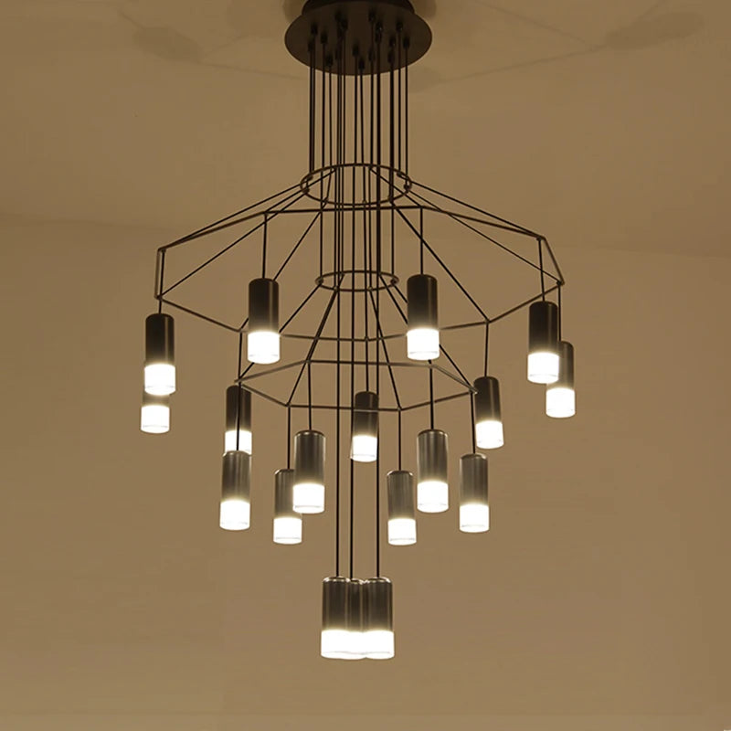 Modern living room chandelier, kitchen, dining room, hallway, staircase, metallic wireflow hanging lamp, loft nordic pendant light - vue 3 sur 6
