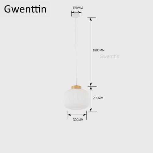 Modern nordic wood and glass pendant light indoor decorative - vue 10 sur 9