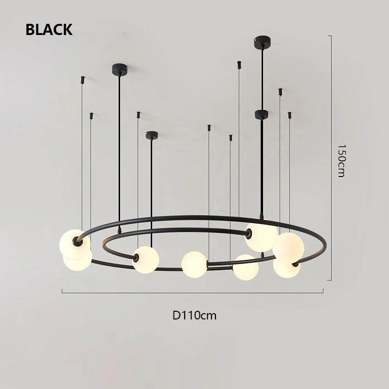 Creative postmodern minimalist chandelier with elegant round ring design