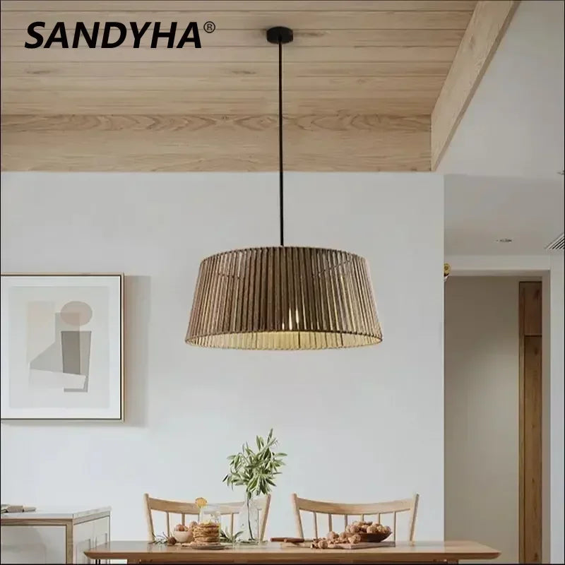 Creative modern art deco rope pendant light for interiors - vue 3 sur 12