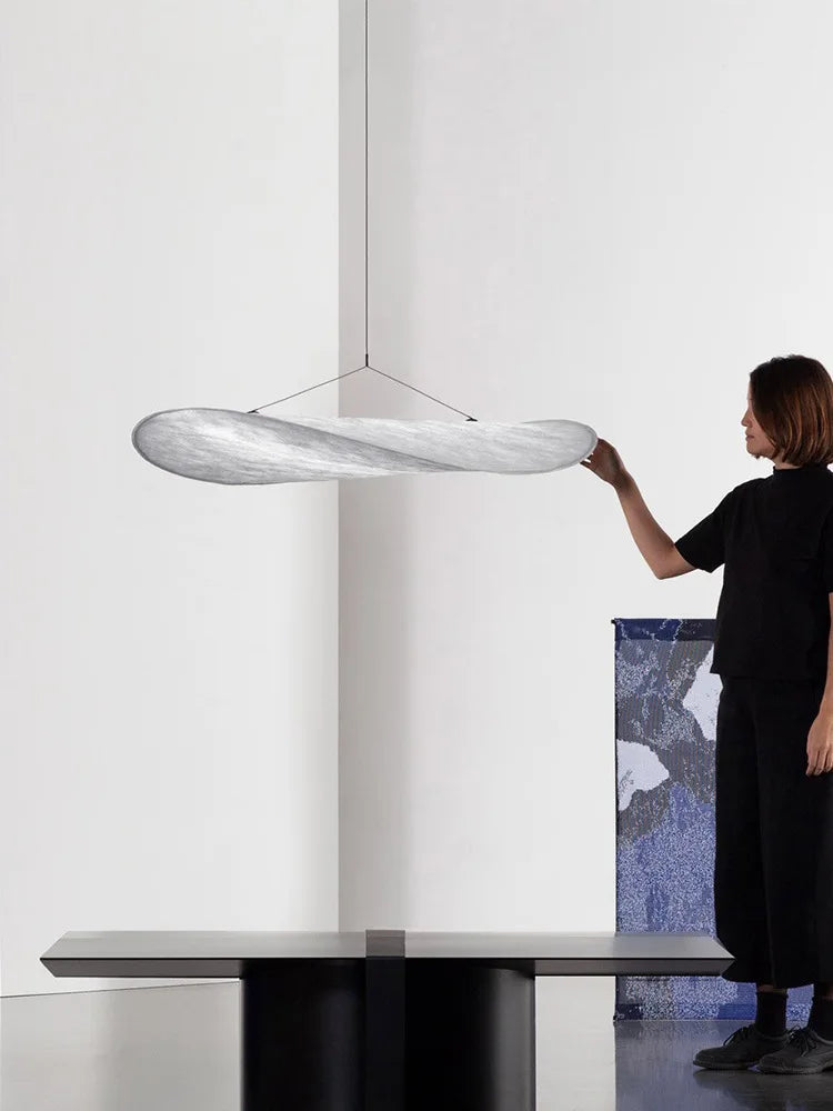 Quiet silk pendant light for living room, dining room, kitchen, nordic white vertigo LED fabric lamp for bar and restaurant
