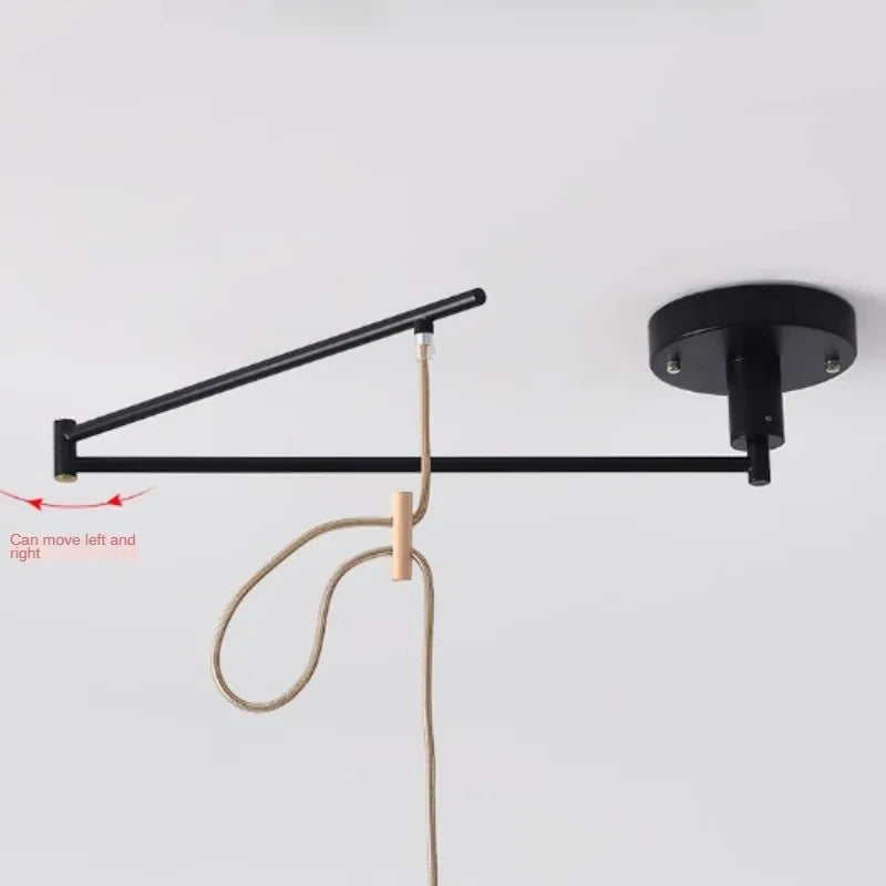 Modern creative LED chandelier with artistic retractable wooden arm - vue 4 sur 16