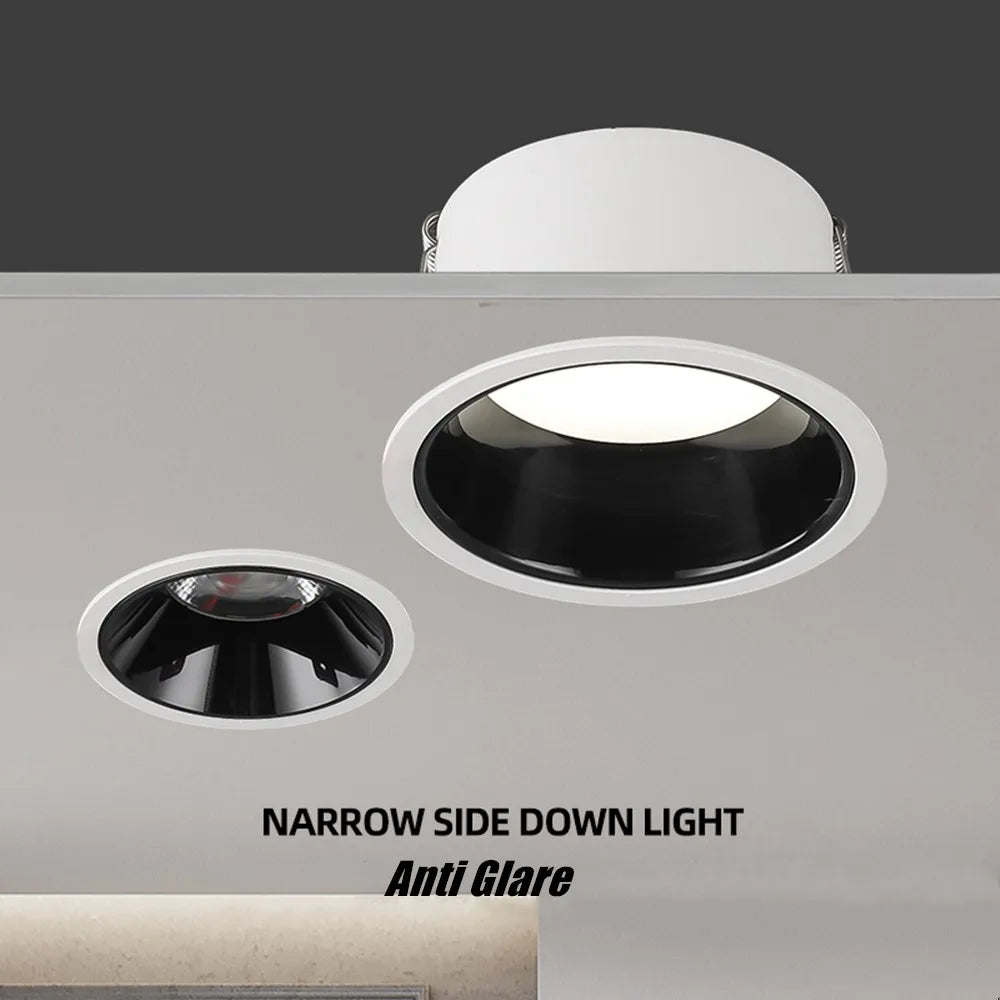 Dimmable anti-glare recessed LED spotlight for indoor use