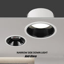 Dimmable anti-glare recessed LED spotlight for indoor use