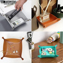 Foldable leather tray for storage and decoration