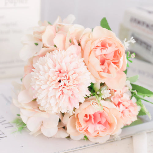 Artificial silk peony and hydrangea bouquet for wedding and home decoration - vue 31 sur 40